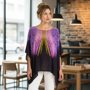Sunny Taylor  Vibrant Multicolor Semi Sheer Top